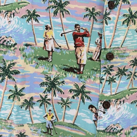 Reyn Spooner Art Eddy Y Golf AOP Hawaiian Vintage 90s Made Hawaii XL Extra Large - Picture 4 of 10